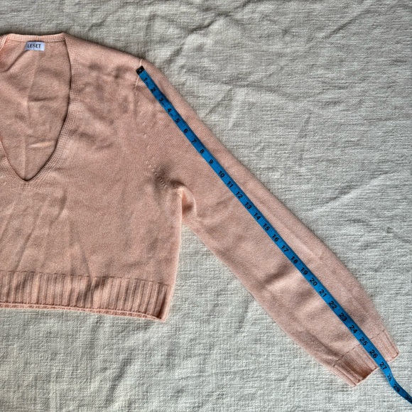 LESET Zoe Crop V Neck Pullover Peach Melange Size L - Picture 12 of 12